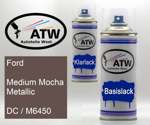 Ford, Medium Mocha Metallic, DC / M6450: 400ml Sprühdose + 400ml Klarlack - Set, von ATW Autoteile West.